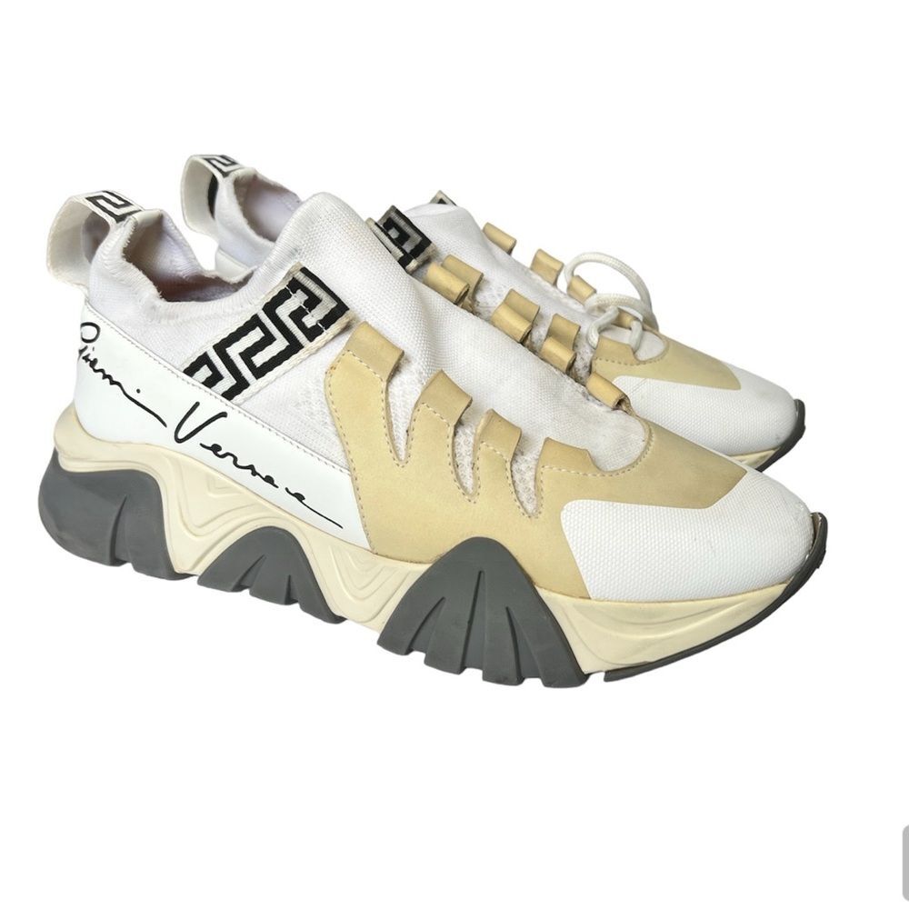 Versace White, Beige & Gray Chunky Women’s Sneakers